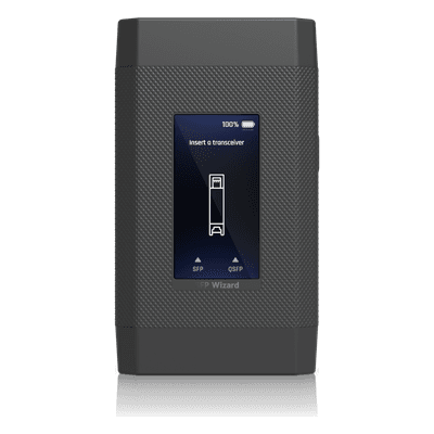 Reprogramador y Probador Portátil / SFP/SFP+/SFP28/QSFP+/QSFP28 / Pantalla Táctil 1.9" / BLE / Batería Li-Ion 300 mAh UACC-SFP-WIZARD UBIQUITI