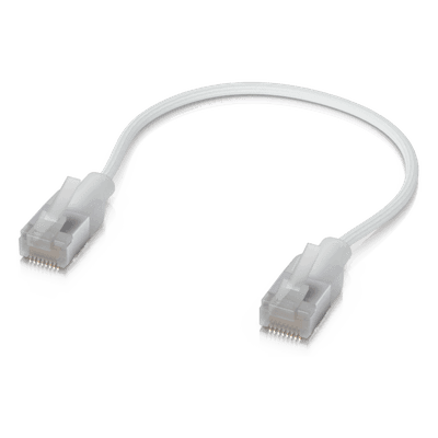 Patchcord Cat6A / 10G / PoE+++ / 0.15 m (0.5 ft) / Etherlighting / RJ45 Blindado / Pack 24 Unidades UACC-CABLE-PATCH-EL-C6A-0.15M-W-24 UBIQUITI