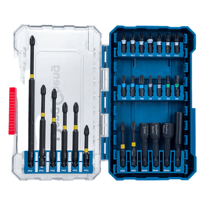 Juego de Puntas de Destornillador de Impacto / 26 Piezas / Entrada Hexagonal 1/4" / Acero S2 / Extensión Magnética 150 mm (5.9 ft) D092501 DONGCHENG