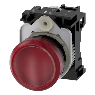 Lámpara de Señalización LED / Color Rojo / 110 Vca ±20% / IP69K / Montaje Frontal 22 mm / Resistente a Impactos 15g