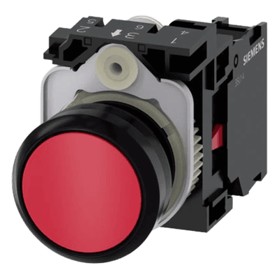 Pulsador Industrial / 22 mm / IP69K / Contacto NC / 10 A / 6 kV / -25°C a +70°C 3SU11000AB201CA0 SIEMENS