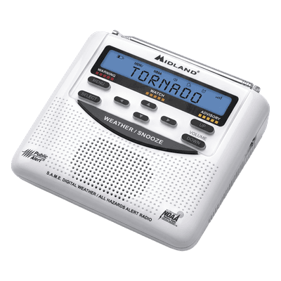 Radio de Alerta Meteorológica / 7 Canales NOAA / Tecnología S.A.M.E. / Sirena 90 dB / Respaldo por Baterías AA / Certificación Public Alert WR-120DSP MIDLAND