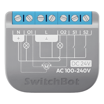 Relay Switch Inteligente 2 Canales / WiFi + BLE / Medición Consumo / 10A por Canal / Protección Sobrecarga / Compatible Matter / 42 x 36 x 16 mm (1.7 x 1.4 x 0.6 in) SWITCHBOTRELSW2PM SWITCHBOT