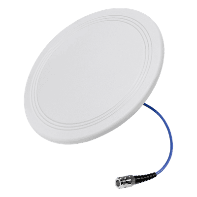 Antena Omnidireccional de Techo Interior / Multibanda 600-6000 MHz / 5 Bandas Celulares y WiFi / Ultra Bajo Perfil 8 mm / Ganancia 4-7 dBi / Cable Plenum 30 cm (11.8 in) / Conector N-Hembra