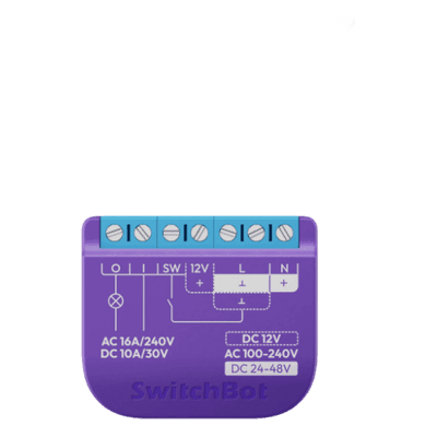 Relé Switch Inteligente para Garaje / WiFi + BLE / Matter / Entrada 12-48V CC o 100-240V CA / Salida 30V 10A / 42 x 36 x 16 mm (1.7 x 1.4 x 0.6 in) SWITCHBOTRELSWGD SWITCHBOT
