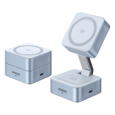 Cargador Inalámbrico Magnético / Qi2 Certificado 25W / Doble Carga + USB-C 5W / Plegable / 16 Imanes 7N / Enfriamiento Inteligente 55960B UGREEN