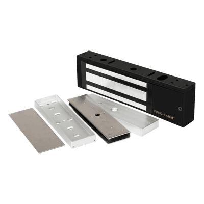 Kit de Control de Acceso / Chapa Magnética 1200 lbs (545 kg) / Montaje en U para Puerta de Cristal / Aluminio Anodizado / Uso Interior / UL
