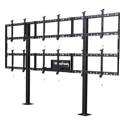 Soporte Modular para Video Wall Pedestal / Configuración 3x2 / Pantallas 46" a 55" / Profundidad 5" (127 mm) / Ajuste Sin Herramientas / 8 Puntos de Alineación / Aluminio / VESA 200x200 a 600x400 DS-S555-3X2 PEERLESS