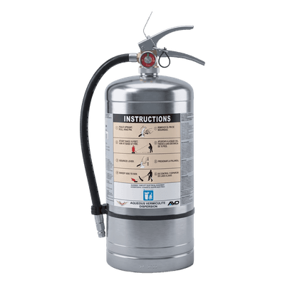 Extintor para Baterías de Iones de Litio / 6 Litros / Descarga 72 s / Alcance 3.6 m (11.8 ft) / Listado UL / Acero Inoxidable