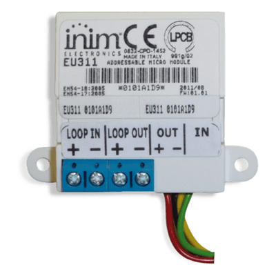 Micromódulo Direccionable / 1 Entrada Supervisada / 1 Salida 20 mA / Aislador Integrado / Certificación EN54-17/18 EU-311 INIM ELECTRONICS
