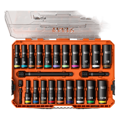 Juego de Dados de Impacto Profundos / Drive 3/8" / SAE y Métrico / 23 Piezas / Adaptadores Multi-Propósito / Estuche Modular 65121-IMPCT KLEIN TOOLS