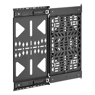 Panel de Almacenamiento AV Deslizante / Capacidad 10 kg (22 lbs) / Rango 300 mm / Acero de Alta Resistencia / Quick-Release / Montaje Pared y Riel APM-10-01 BRATECK