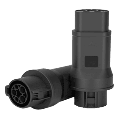 Adaptador EV / Entrada Tipo 1 (SAE J1772) / Salida Tipo 2 (IEC 62196-2) / 7 kW / 32 A / 220 V AC / Monofásico / Compacto y Portátil T1/T2 GREENC