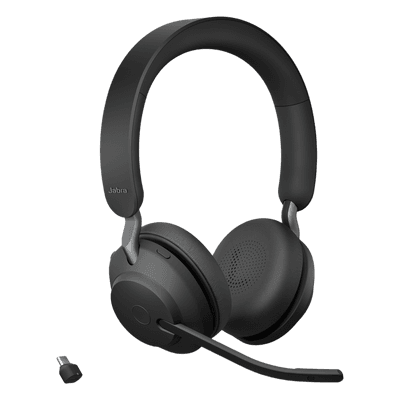 Auricular Estéreo Inalámbrico / 37 Horas Autonomía / Cancelación Activa de Ruido / Busylight Omnidireccional / Dongle USB-C / 3 Micrófonos MEMS EVOLVE2-65-STEREO-MSBK-C JABRA