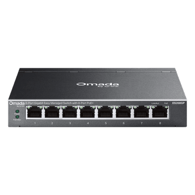 Switch Gigabit Easy Managed 8 Puertos / PoE+ 64W / Cloud Omada SDN / 16 Gbps / Fanless 0 dBA / Alcance Extendido 250m ES208GP TP-LINK