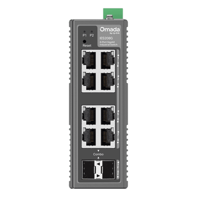 Switch Industrial Easy Managed / 8 Puertos Gigabit / 2× Combo RJ45/SFP / 16 Gbps / -40°C a 75°C (-40°F a 167°F) / Protección 6kV / IP40 / Montaje DIN Rail IES208G TP-LINK