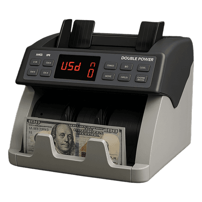 Contador de Billetes / Sensores MG-IR-UV / 1500 notas/min / Tolva 300 notas / Stacker 200 notas / Detección Dobles y Encadenadas / RS-232 USB SD DP7311S DOUBLE POWER