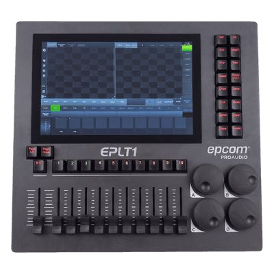 Consola de Iluminación DMX / 8 Universos / Pantalla Multitáctil 10.1" / 10 Faders + 40 Ruedas / Wi-Fi / Flight Case EPLT1 EPCOM PROAUDIO