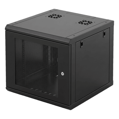 Gabinete Rack 19 Pulgadas / 6U / Montaje Pared / Ventilado / Acero Calibre 20 / Carga 100 Kg / 372x606x636 mm (14.6x23.9x25.0 in) / Puerta Perforada con Candado SR-19-06-GN3P LINKEDPRO
