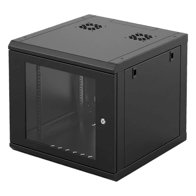 Gabinete de Pared / 6U Rack 19 in / Profundidad 635 mm (2.08 ft) / Cristal Templado / Carga 100 kg / Acero Reforzado