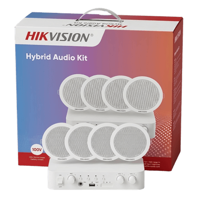 Kit de Amplificador Bluetooth / 4 Altavoces para Plafón / 2 Canales 30W / Control de Volumen Independiente / 100V/70V  DS-QAE0KA60206-4 HIKVISION