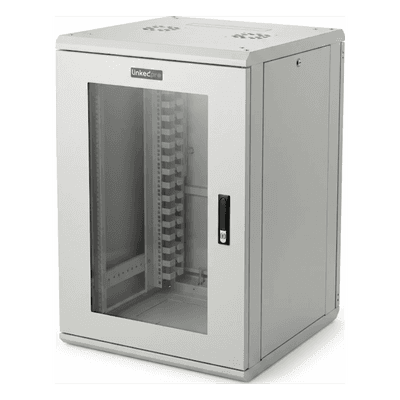Gabinete Rackeable / 18U / 19 in / Puerta Cristal / Carga 750 Kg / 600x605x930 mm (23.6x23.8x36.6 in) / 3.05 ft Alto