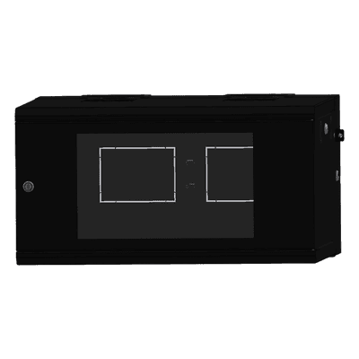 Gabinete Rackeable de Pared / 6U / 19 Pulgadas / Puerta de Cristal / Abatible 120° / Carga 80 kg / Ventilación 120 mm