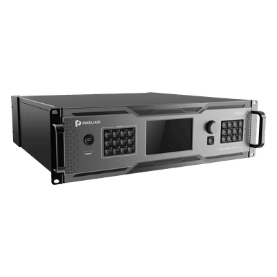 Switcher de Presentación 4K / 12 Capas DL / 10G Fibra Óptica 10 km (6.2 mi) / HDMI 2.0 DP 1.2 12G-SDI / Dante 32x32 / Multiviewer Dedicado / Latencia 1 Frame P20 PIXELHUE