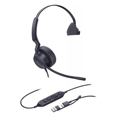Auricular USB Profesional / Mono / Cancelación de Ruido AI / Altavoz 35 mm / USB-C con Adaptador USB-A / Certificación EN50332 y G616 UH42-SE-MONO-USB-C/A YEALINK