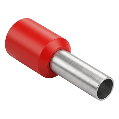 Conector Ferrule / 18AWG (1.0 mm²) / Latón Estañado / Aislamiento PVC Rojo / Punta 8 mm (0.31 in) / 25 Piezas E1008 EPCOM POWERLINE