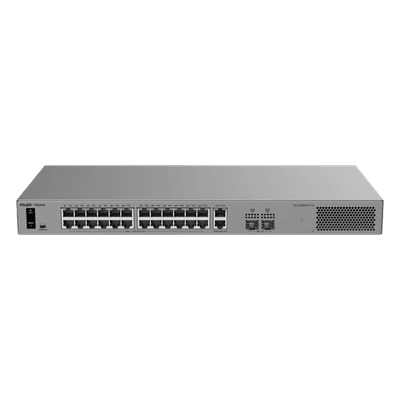 Switch Layer 2 Smart Cloud Managed / 28 Puertos Gigabit / 24 Puertos PoE+ 370 W / Switching 56 Gbps / Forwarding 41.664 Mpps / Protección 6 kV / CCTV Mode RG-ES228GS-P-V2 RUIJIE