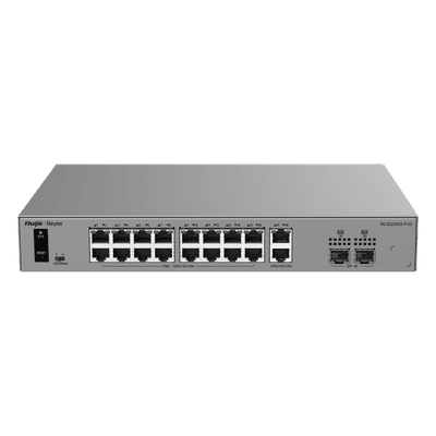 Switch Smart Cloud PoE+ / 20 Puertos Gigabit / 16 Puertos PoE+ 250 W / 2 SFP 1G / Switching 40 Gbps / Forwarding 29.76 Mpps / Protección 6 kV / Gestión Cloud RG-ES220GS-P-V2 RUIJIE