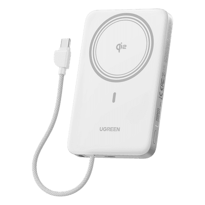 Banco de Energía / 10000 mAh / 30W USB-C PD+PPS / Cable USB-C Integrado 30W / Carga Inalámbrica Magnética 15W / Pantalla LED / 39.2 Wh 75983B UGREEN