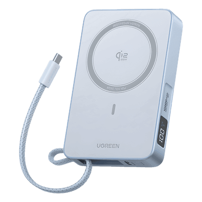Banco de Energía Magnético Inalámbrico / 10000 mAh 36 Wh / Carga Rápida 30 W PD3.0/PPS/UFCS / Qi 2.2 25 W MPP / Cable USB-C Integrado 60 W / 254 g 65958B UGREEN