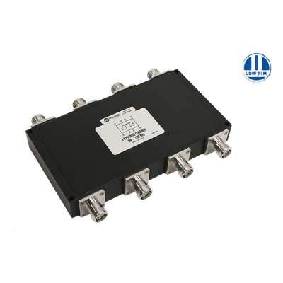 Combinador Híbrido 4x4 Wideband / 617-2700 MHz / 150W por Entrada / Aislamiento 23 dB / Bajo PIM -161 dBc / IP68 Exterior / Conectores 4.3-10 CM-88KE MICROLAB