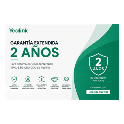 Garantia Extendida de 2 Años para Sistemas de Videoconferencia MVC-S80-C5U-000 de Yealink MVCS80-C5U-000-AMS-2YEAR YEALINK