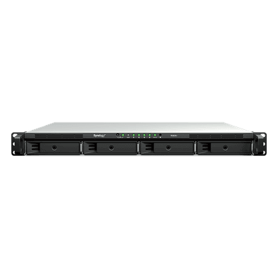 NAS Rackmount 4 Bahías / 1U 44 mm (1.73 in) / AMD Ryzen V1500B 4 Núcleos 2.2 GHz / 4GB DDR4 ECC SODIMM / 4x 1GbE RJ45 / PCIe 3.0 x8 / Escalable a 8 Bahías con RX426 / DSM / Storage Tiering RS826+ SYNOLOGY