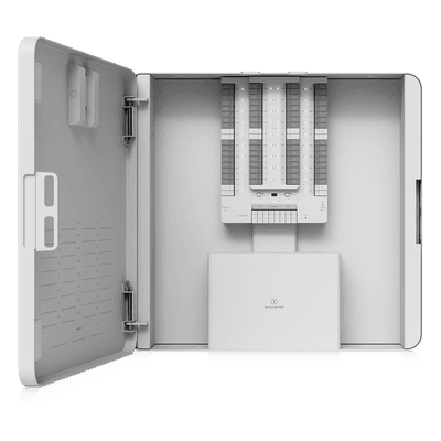 Panel Central de Alarma IP / 32 Zonas Cableadas / 2 Salidas de Relé / 6 Salidas Auxiliares 12V DC / PoE++ / Batería de Respaldo SLA UP-ALARMHUB-KIT UBIQUITI