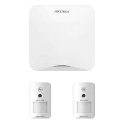 Kit de Alarma Inalámbrico / Wi-Fi 2.4 GHz y GSM 3G/4G / 16 Zonas Configurables / 2 Cámaras PIR con Verificación Visual / Alcance Radio 1200 m / Inmunidad Mascotas 24 kg AXHOME-KIT-GSM-PIR-CAM HIKVISION