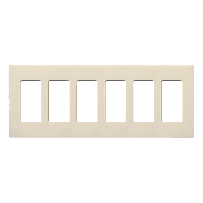 Placa de pared Claro / 6 espacios / Sin tornillos visibles / Plástico / Color almendra claro / Compatible con controles decora Lutron CW6LA LUTRON ELECTRONICS