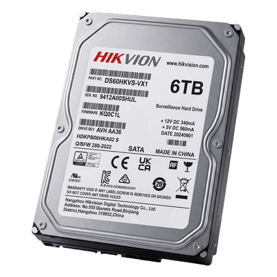 Disco Duro para Videovigilancia / 6 TB / SATA 6.0 Gb/s / 5400 RPM / 256 MB Buffer / 64 Cámaras HD / 24/7 / 180 TB/Año / MTTF 1M Horas DS60HKVSVX1 HIKVISION