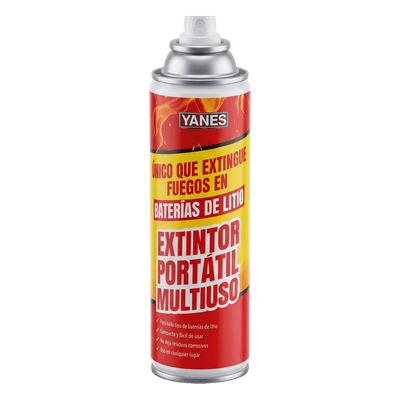 Extintor Aerosol Portátil / 250 ml / Descarga 35 s / Alcance 2 m (6.6 ft) / Clases A, K y Li / Sin Flúor ni PFAS