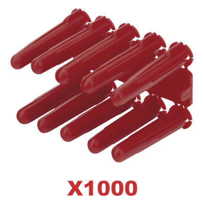 Taquete de Anclaje Plástico / Doble Expansión Multidireccional / 1/4" / Carga 60 kg / Paquete 1000 Piezas / HDPE Resistente