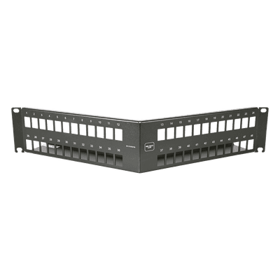 Patch Panel Angulado 10G MAX UTP / 48 Puertos Vacíos / 2U Rack 19" / Compatible Z-MAX® y UltraMAX™ / Color Negro / Administrador de Cable Integrado 10GMXP-A2-48E SIEMON