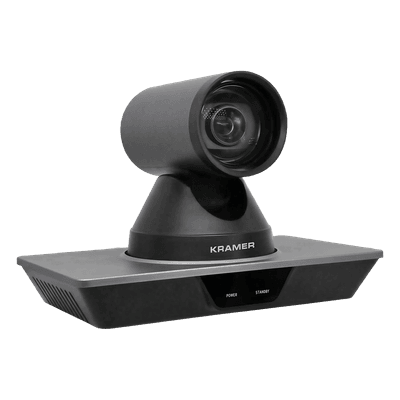 Cámara PTZ 4K Ultra-HD | Sensor CMOS 1/2.5" 8.51 MP | Resolución 4K@60fps | Zoom Óptico 12x + Digital 16x | Ángulo de Visión Horizontal 71° | Pan ±170° | Tilt ±30° | Salidas HDMI 1.4, 3G-SD K-CAM4K KRAMER