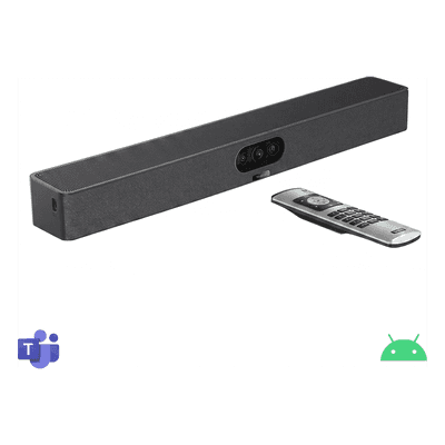 Barra de Videoconferencia / Android Integrado / Triple Cámara 4K / 8 Micrófonos MEMS / Captura de Voz 5 m (16.4 ft) / Panel Táctil CTP25 / Teams Rooms / BYOD A25-010 YEALINK