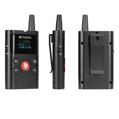 Intercomunicador Inalámbrico / Transmisor y Receptor / 12 Canales / 823-865 MHz / Alcance 280 m (918.6 ft) / Pantalla OLED / Batería 2500 mAh / Carga Tipo-C TT126T RETEKESS