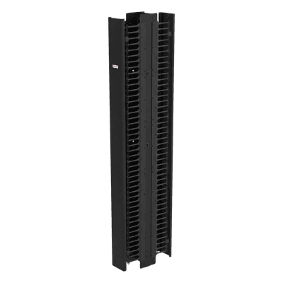 Gestor Vertical de Cableado CableTek-EC / Doble Cara / 45U / Acero 1.9 mm / 6 in Ancho / 9 in Profundidad / Negro RAL 9005 / Montaje Universal 2 y 4 Postes / Postes y Compuertas Incluidos / Cubierta Frontal Central EC6D7 HOFFMAN