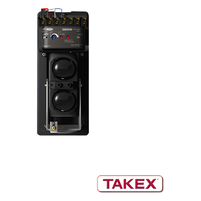 Barrera de 2 haces, con una sola frecuencia, con Protección de 20 m en Exterior y 40 m en Interior. PB20TE TAKEX