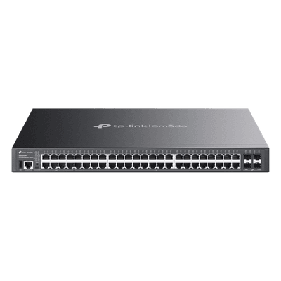 Switch Lite L3 Gestionable Apilable / 48 Puertos Gigabit PoE++ / 4 Slots 10G SFP+ / Presupuesto PoE 770W / Fast PoE y Perpetual PoE / Apilamiento Físico de 4 Unidades / L3: RIP, OSPF, VRRP / Gestión Cloud Omada SDN SG5452XMPP TP-LINK